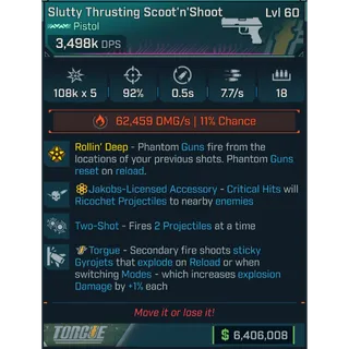 ⭐[PEARLESCENT] L60 SCOOT'N'SHOOT (FIRE) - 3,498K DPS - 92% ACC - 7.7/s FIRE RATE - 0.5s RELOAD - 2 PROJECTILES - GYROJETS⭐