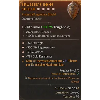 [900 IP] SHIELD✸✸✸✸ - ✸225 STRENGTH - ✸330 LIFE REGENERATION - ✸3062 ARMOR - ✸787 COLD RESISTANCE