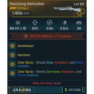 ⭐[MODDED] L50 HELLWALKER - 1.183K DPS (+60.374 FIRE DMG/s) - 30 MAG SIZE - 53% ACCURACY - 0.9s RELOAD - 2.0/s FIRE RATE!!!⭐