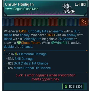 ⭐[PEARLESCENT] L60 ROGUE (C4SH) ULTIMATE CLASS MOD - MAX ALL C4SH SKILLS - TONS OF MODDED PERKS AND STATS⭐