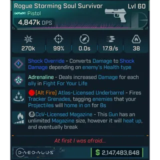 ⭐[PEARLESCENT] L60 SOUL SURVIVOR (SHOCK CONVERT) - 4,847K DPS - 99% ACCURACY - 17.9/s F.RATE - TRACKER GRENADES - COV MAG⭐