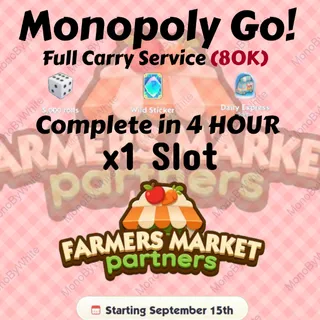 FARMERS MARKET PARTNERS EVENT x1 SLOT RUSH COMPLETE IN 4 HOURS