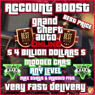 GTA 5 ACCOUNT BOOST  (CARS, MONEY, LEVEL, FITS...)