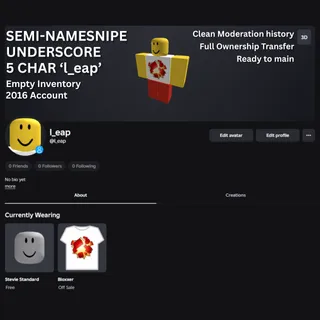 🔥 SEMI NAMESNIPE 5-CHAR ACCOUNT "L_eap" - Clean OG 2016 Account 🔥