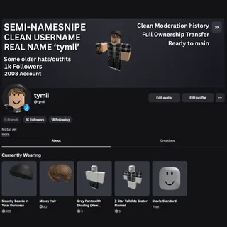 🔥 SEMI NAMESNIPE REAL NAME USER "tymil" - Clean OG 2008 Account 🔥