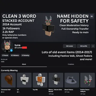 🔥 STACKED FESTIVE VALK, GHOST FEDORA, & MORE | 2.2k RAP - Clean OG 2014 Account 🔥