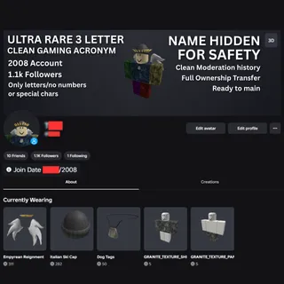 🔥 ULTRA RARE 3-LETTER GAMING ACRONYM USERNAME - Clean OG 2008 Account 🔥
