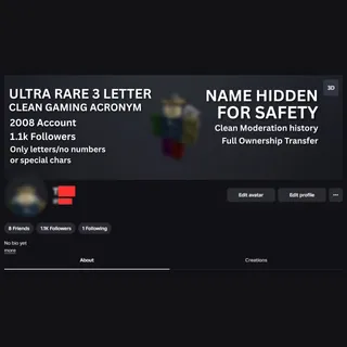 🔥 ULTRA RARE 3-LETTER ACRONYM USERNAME - Clean OG 2008 Account 🔥