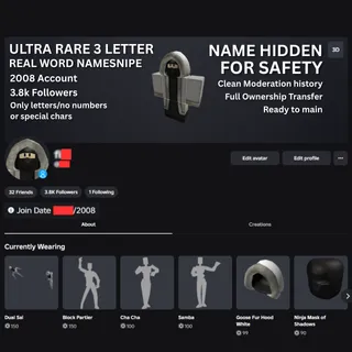 🔥 ULTRA RARE 3-LETTER REAL WORD NAMESNIPE - Clean OG 2008 Account 🔥