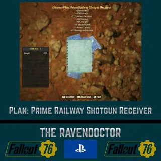 Plan: Prime Railway Shotgun Receiver - Fallout 76 PS4/PS5