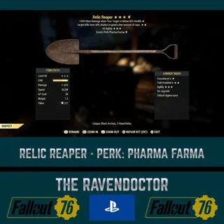 RELIC REAPER - WITH PERK: PHARMA FARMA - FALLOUT 76 PS4/PS5