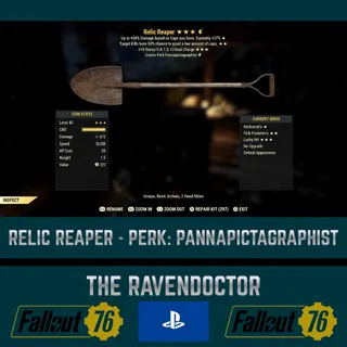 RELIC REAPER - WITH PERK: PANNAPICTAGRAPHIST - FALLOUT 76 PS4/PS5