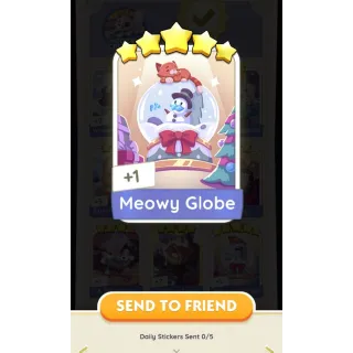 Monopoly Go 5 Stars Sticker Meowy Globe