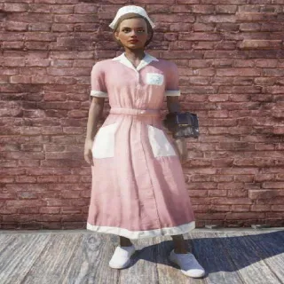 Pink Asylum Worker Uniform With Hat