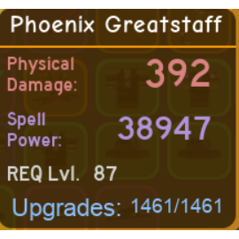 Gear Phoenix Greatstaff In Game Items Gameflip - roblox dungeon quest phoenix greatstaff