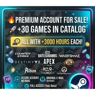 90,000+ Total Hours | 30+ Games (3000h+ Each) | With Original Native Email | Safe & Full Access | No Prime Status 🚀