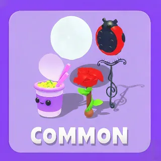 Pack Common - Noodle Cup Throw Toy + Ladybug Plush + Rose Rattle + Unpoppable Bubble + Treble Clef Pogo Stick