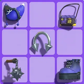 Pack Goth - Goth Spike Boots + Cat Hood + Whimsigoth Bag + Septum Ring + Wielded Flail