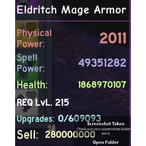 Dungeon Quest Eldritch mage set with weapon 