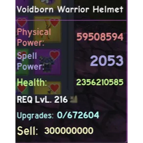 Dungeon Quest Voidborn purple war helm