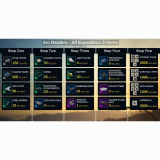 ARC RAIDERS - EXPEDITION MATERIALS LV 1-5 All materials