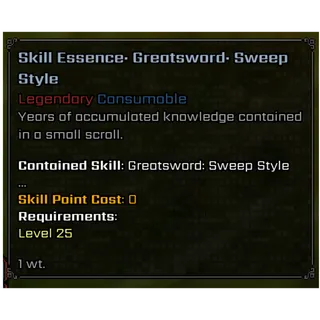 Skill Essence Greatsword Sweep Style - VV: ULTIMATUM