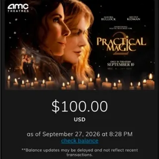 $100 AMC Theaters gift card