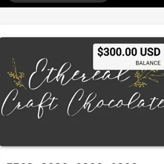 $300 Ethereal Craft Chocolate Gift card