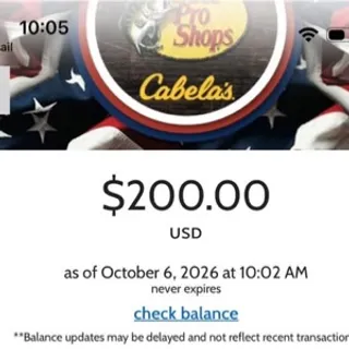 $200 Bass Pro Gift card