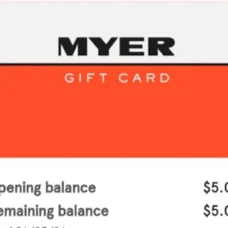 $5 Australian Myer gift card