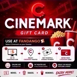 $25.00 Cinemark Theatres Gift Card | Redeem via Fandango for Cinemark movies