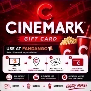 $25.00 Cinemark Theatres Gift Card | Redeem via Fandango for Cinemark movies