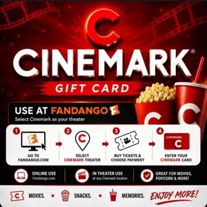 $70.00 Cinemark Theatres Gift Card | Redeem via Fandango for Cinemark Tickets