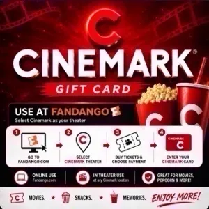 $25.00 Cinemark Theatres Gift Card | Redeem via Fandango for Cinemark movies