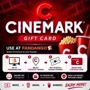 $25.00 Cinemark Theatres Gift Card | Redeem via Fandango for Cinemark movies