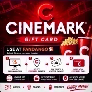$25.00 Cinemark Theatres Gift Card | Redeem via Fandango for Cinemark movies