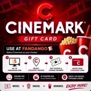 $25.00 Cinemark Theatres Gift Card | Redeem via Fandango for Cinemark movies