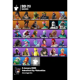 FORTNITE ACCOUNT STACKED 32 SKINS SEASON 1 RARE NFA