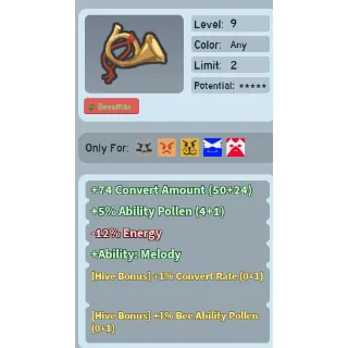 Bee Swarm Simulator Toy Horn 1% bee ability pollen +1% convert rate