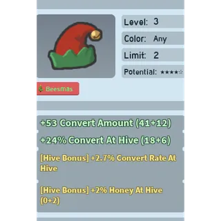 Bee Swarm Simulator Elf Cap 2% Honey at hive fully waxxed