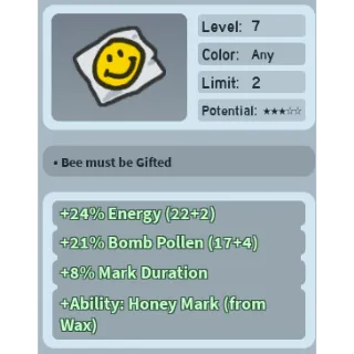 Bee Swarm Simulator Smiley Sticker with Honeymark Ability