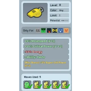 Bee Swarm Simulator Whistle 4% supercrit power hive bonus