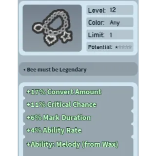 Bee Swarm Simulator Charm Bracelet with Melody ability