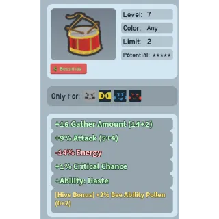 Bee Swarm Simulator Toy Drum 2% Bee Ability Pollen