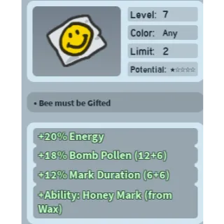 Bee Swarm Simulator Smiley Sticker with Honeymark Ability