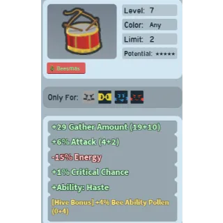 Bee Swarm Simulator 4 BAP Toy Drum