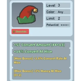 Bee Swarm Simulator Elf Cap 2% Honey at hive fully waxxed