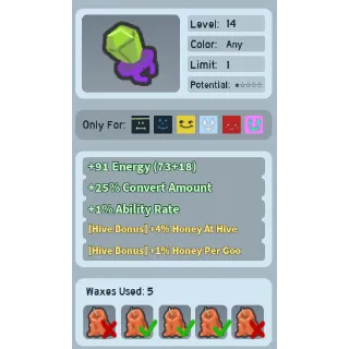 Bee Swarm Simulator Candy Ring 4% Honey at hive fully waxxed