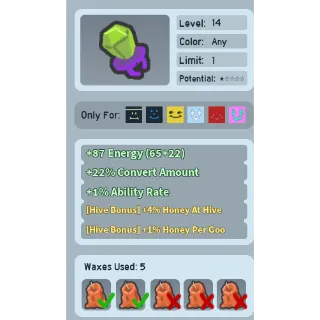 Bee Swarm Simulator Candy Ring 4% Honey at hive fully waxxed