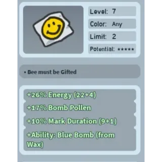 Bee Swarm Simulator Smiley Sticker with Blue Bomb Ability